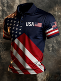 Men'S Retro American Patriots Independence Day 250Th Anniversary Commemorative Lapel Short Sleeved Shirt