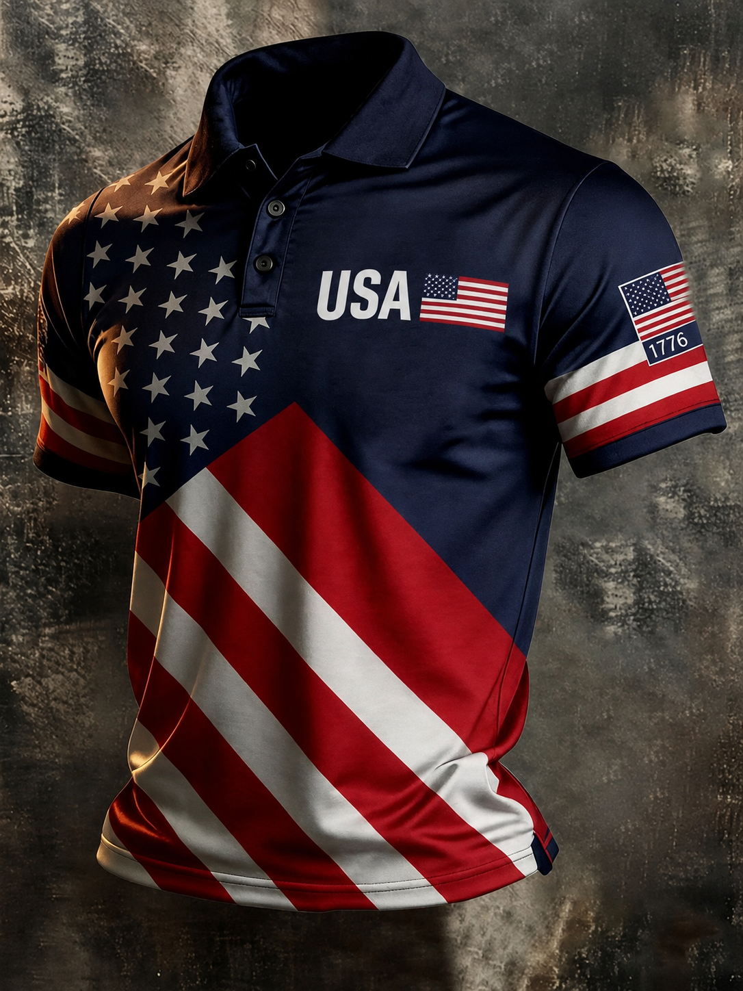 Men'S Retro American Patriots Independence Day 250Th Anniversary Commemorative Lapel Short Sleeved Shirt