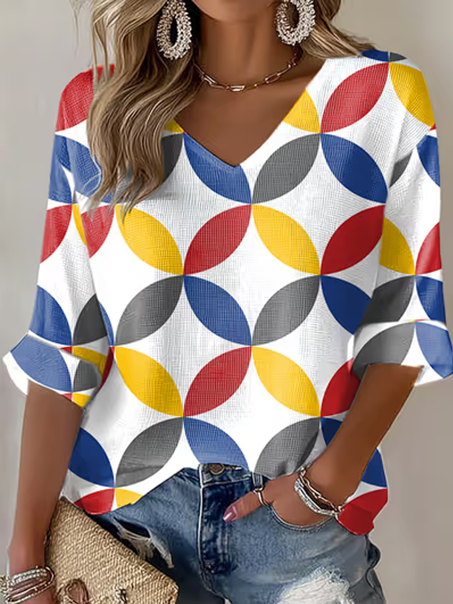 Women'S Football Print Waffle Top