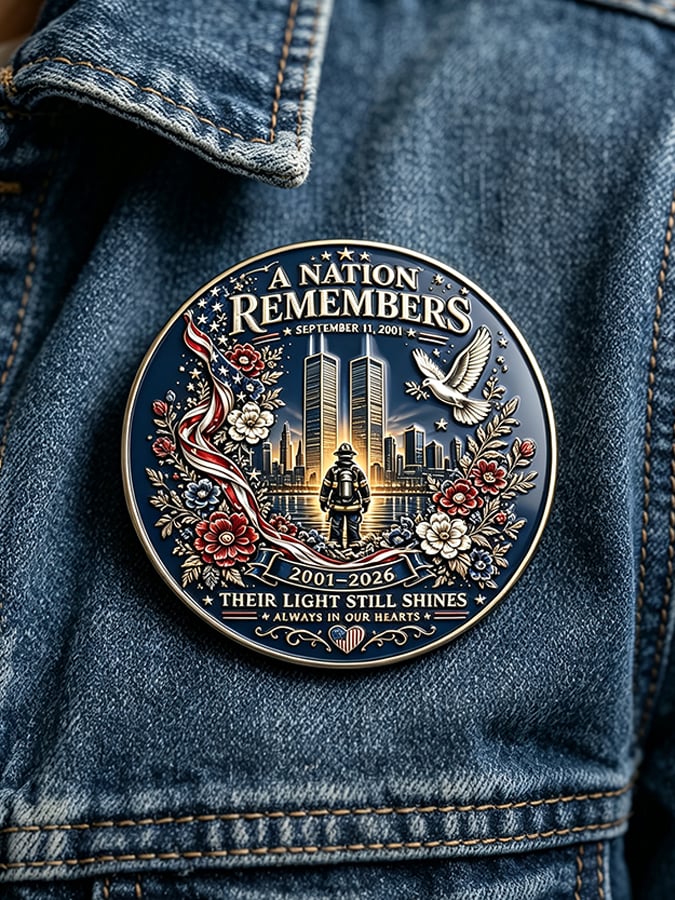 Unisex 9/11 25th Anniversary We Will Never Forget Brooch