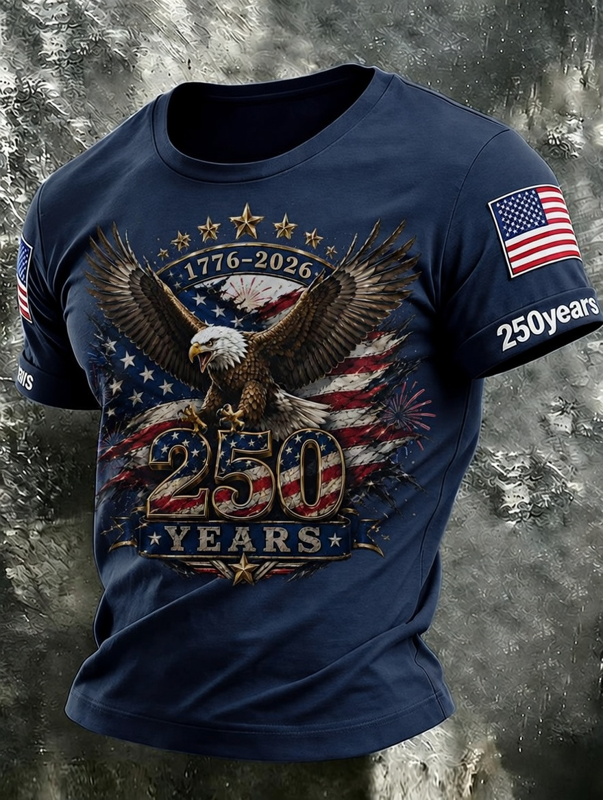 Men'S America Flag Printed Casual T-Shirt