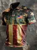 Men'S American Flag Print Casual Polo Shirt