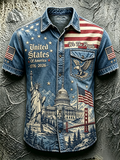 Men'S Casual American 250Th Anniversary Edition Printed Pocket Short Sleeved Shirt