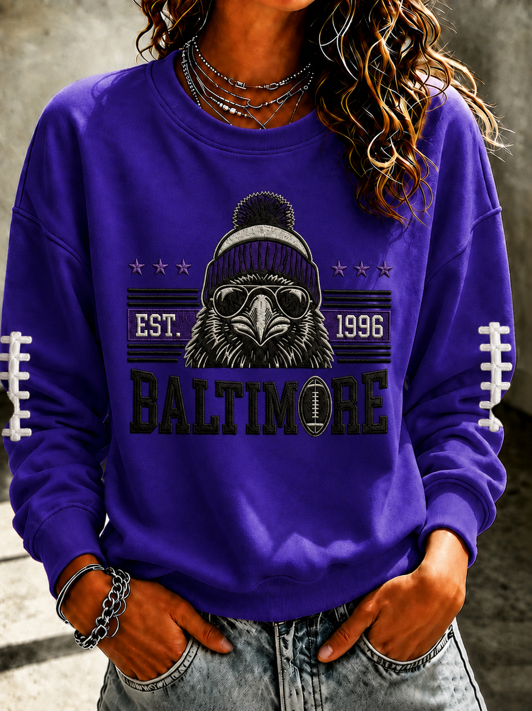Women'S Retro Football Print Round Neck Sports Shirt