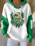 Women's Football Print Knitted Hoodie