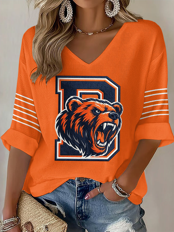 Women'S Football Print Waffle Top