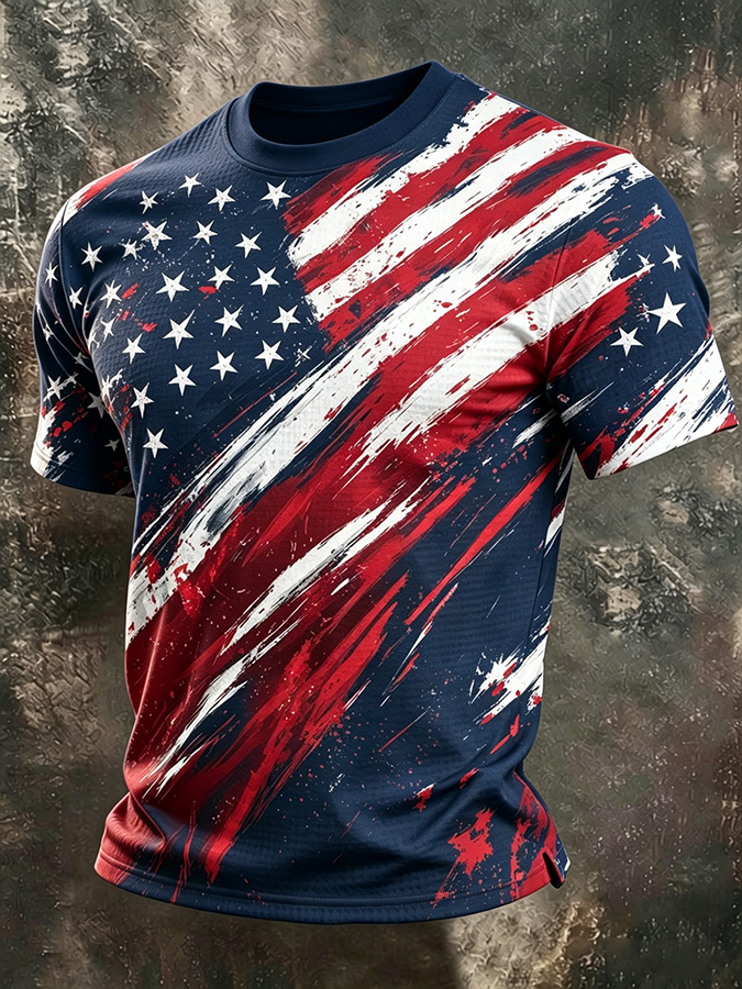 Men's Patriotic Color-Blocked Waffle T-Shirt