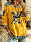 Women's Football Print Long Sleeved Sweatshirt