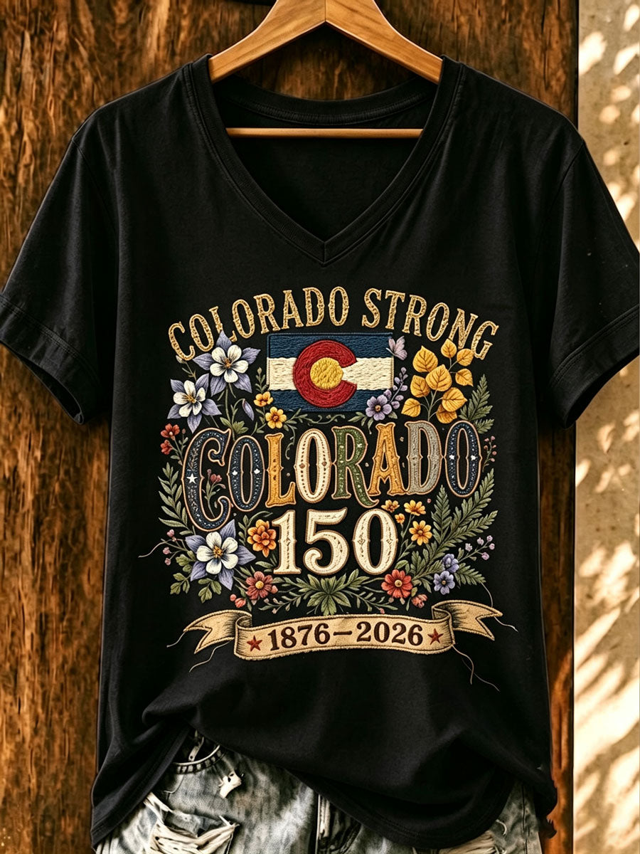 Women'S Colorado Strong Vintage Colorado Flag Mountain Forest T-Shirt