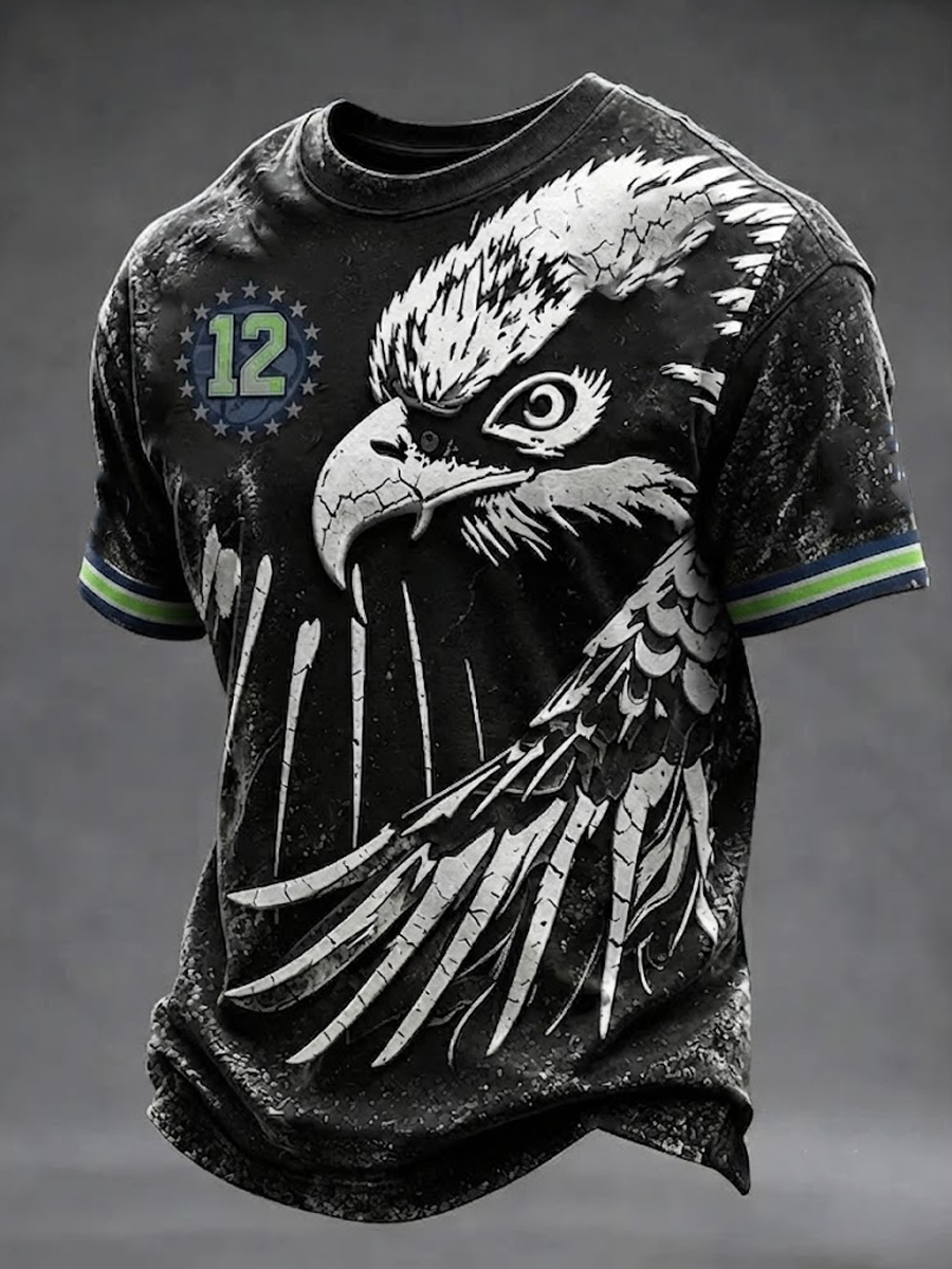 Men's Football Print Short Sleeve T-Shirt