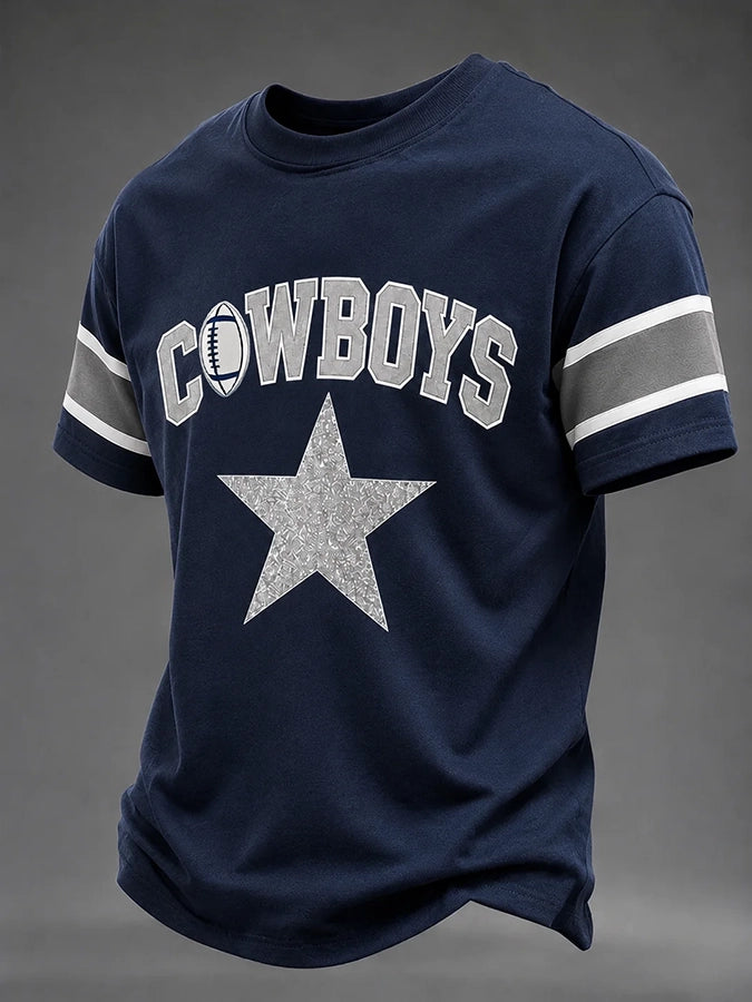Men'S Football Printed Round Neck T-Shirt