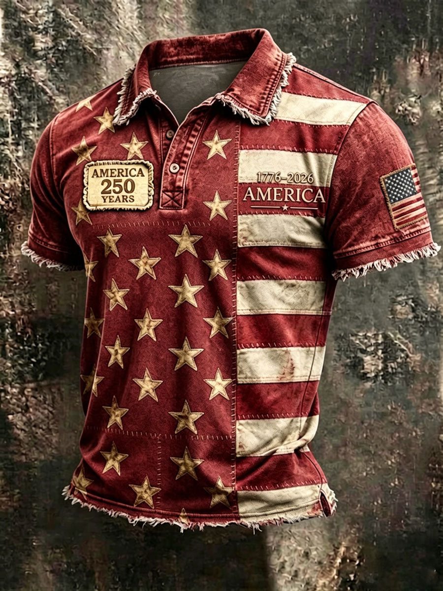 Men'S 250Th Anniversary Printed Casual Polo Shirt