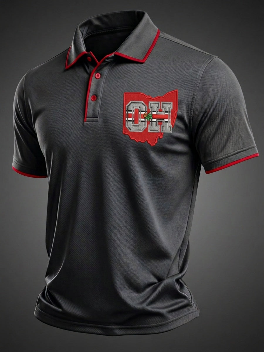 Men's Football Print Casual Polo Shirt