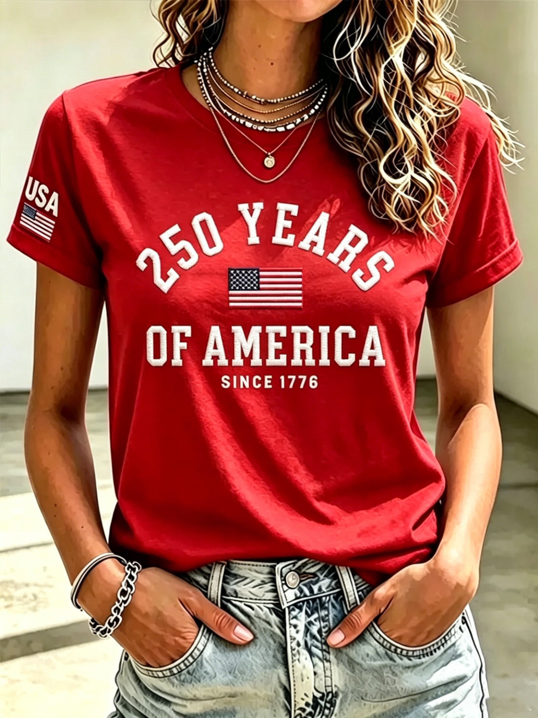 Women's 250th Anniversary of the United States Printed T-shirt