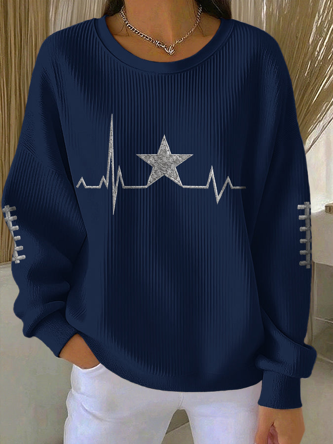 Women'S Embroidered Round Neck Football Top