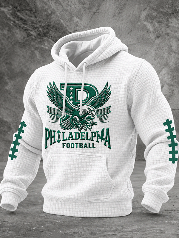 Men's Football Printed Checkered Hooded Sweatshirt