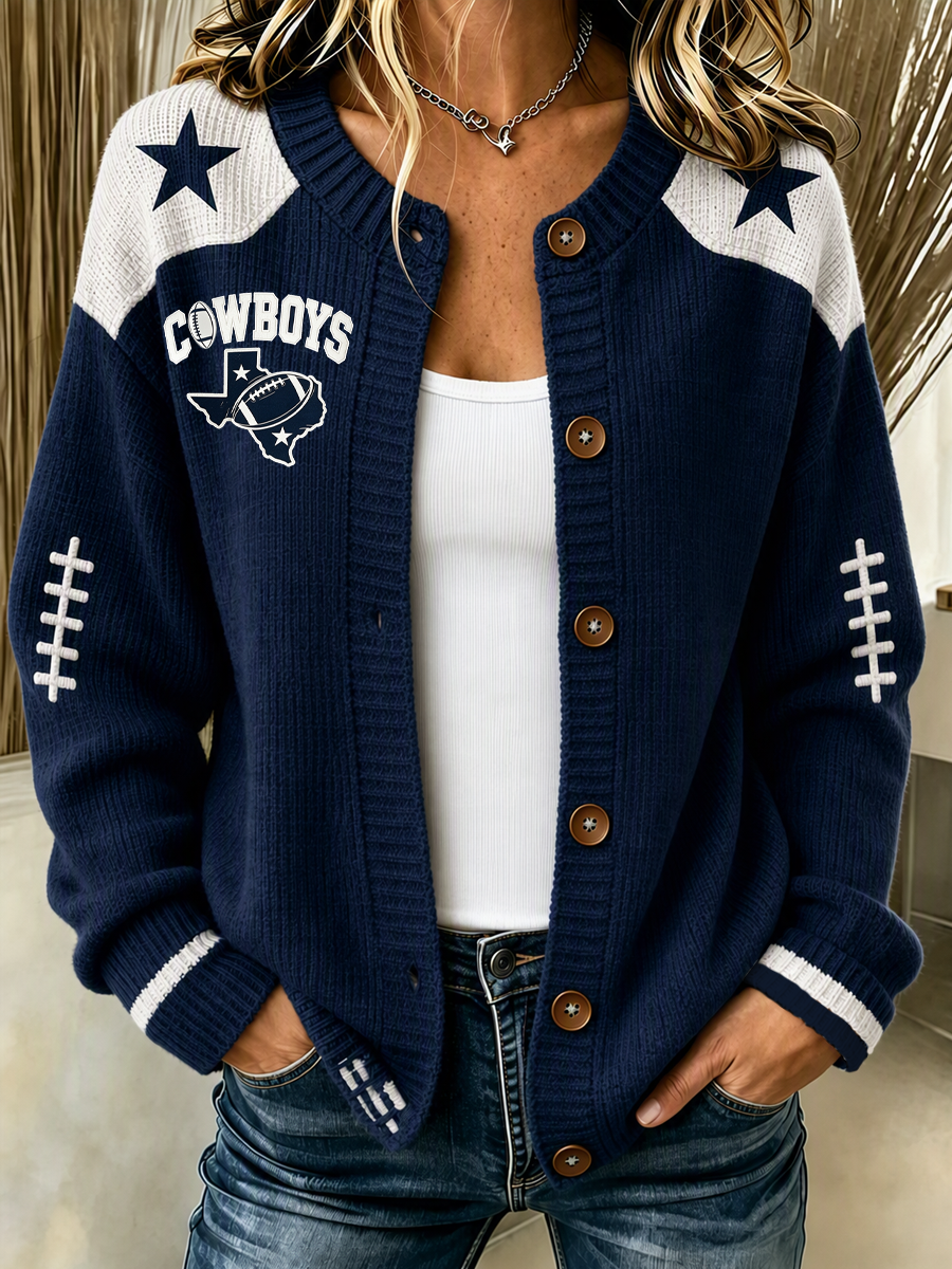 Women'S Football Print Waffle  Top
