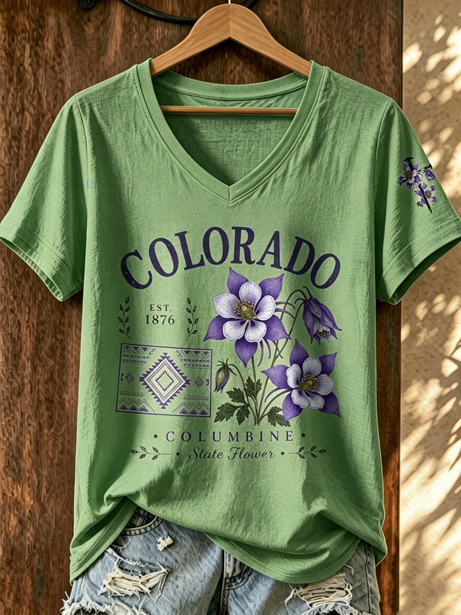 Women'S Colorado Printed V-Neck T-Shirt