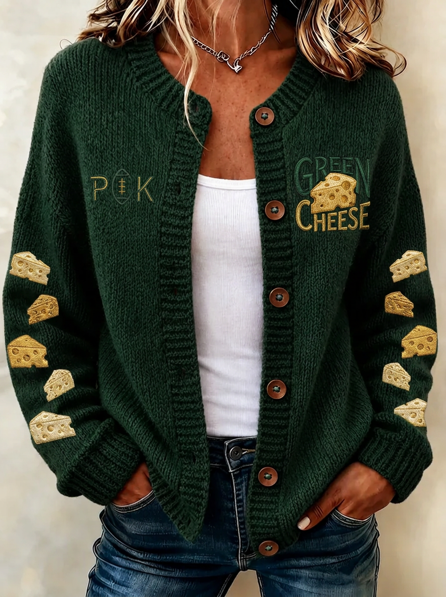 Women's Green Bay Football Cheese Printed Cardigan
