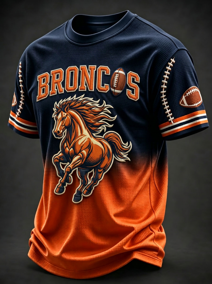Men's Denver Broncos Football Horse Logo Printed T-shirt
