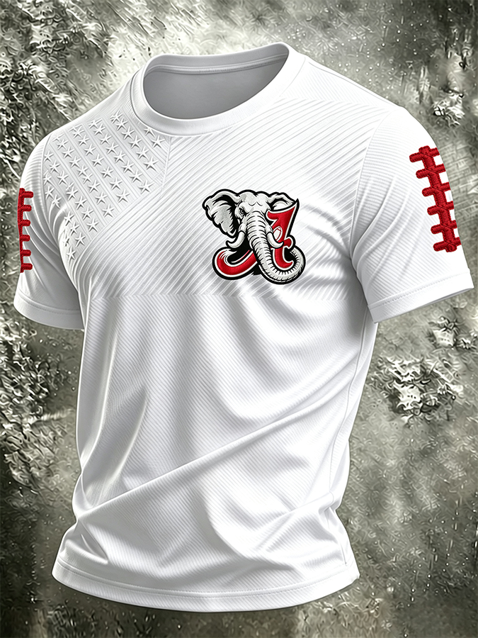 Men'S Rugby Printed Round Neck T-Shirt