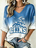 Women'S Football Print Waffle Top