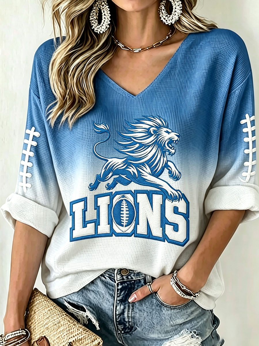 Women'S Football Print Waffle Top