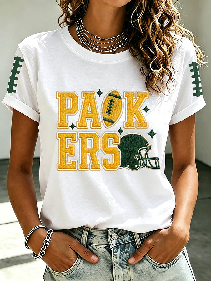 Women'S Retro Football Printed T-Shirt