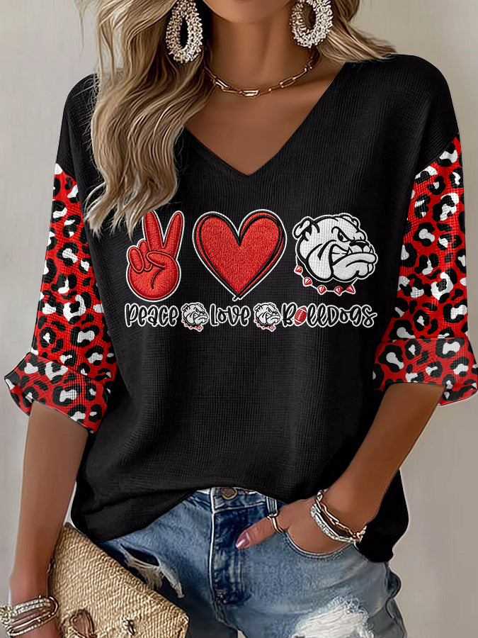 Women'S Football Print Waffle  Top