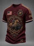 Buffalo Soldiers Day Burgundy Vintage Cavalry Commemorative T-Shirt