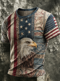 Men'S Retro Flag Design Print Printed Casual T-Shirt