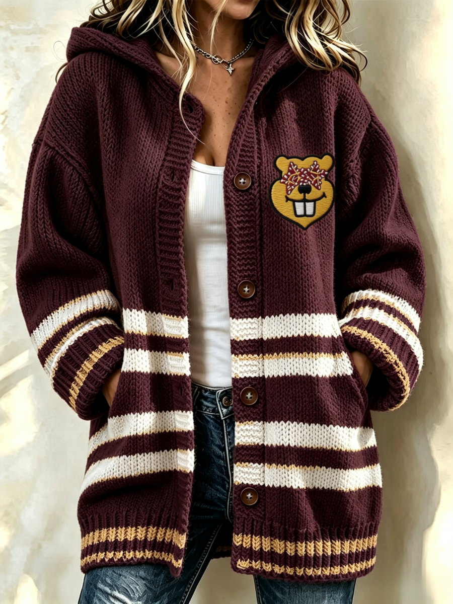 Women's Football Printed Casual Cardigan