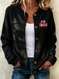 Women'S Casual Football Plant Knitted Cardigan Top
