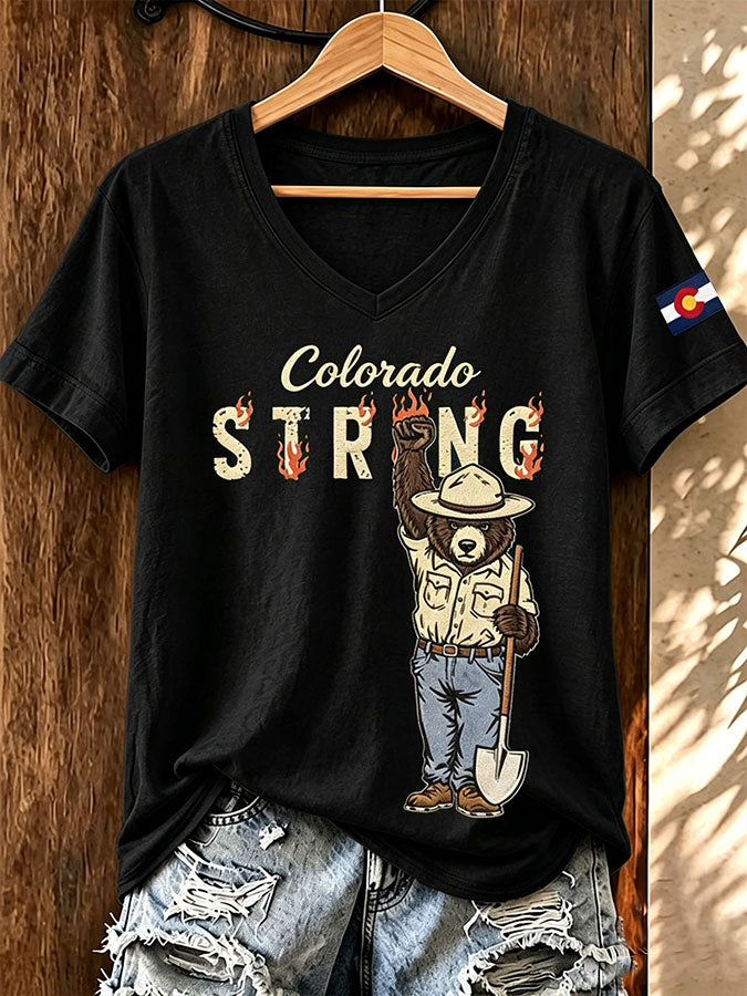 Women'S Colorado Strong Printed V-Neck T-Shirt