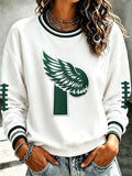 Women'S Retro Football Print Round Neck Sports Shirt