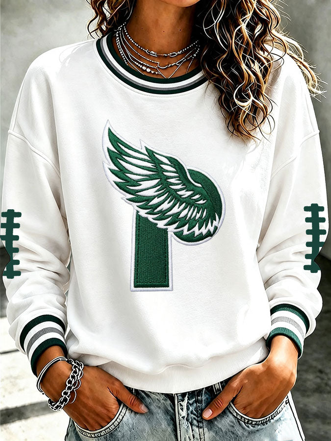 Women'S Retro Football Print Round Neck Sports Shirt