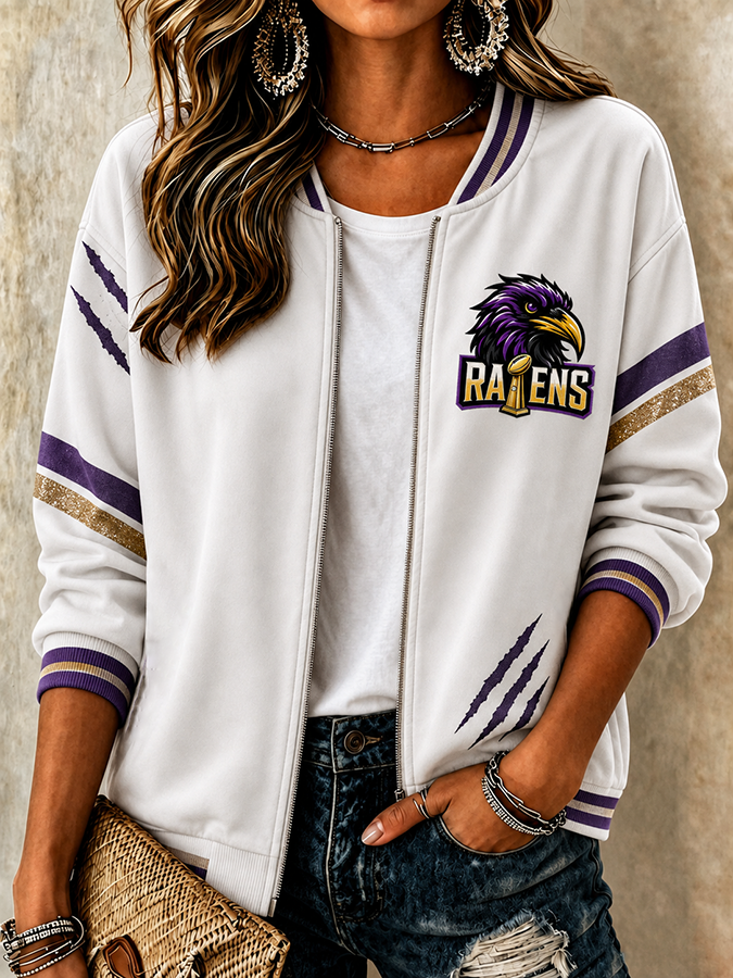 Women'S Football Printed Knitted Jacquard Jacket