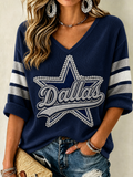 Women's Football Print Waffle  Top