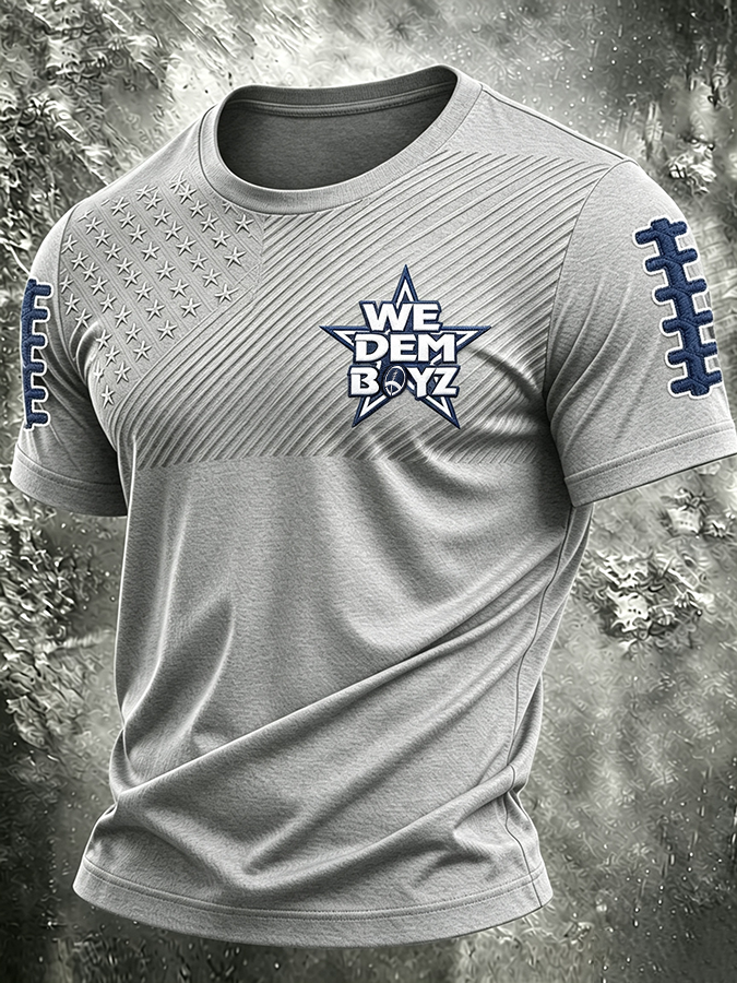 Men'S Football Printed Round Neck T-Shirt