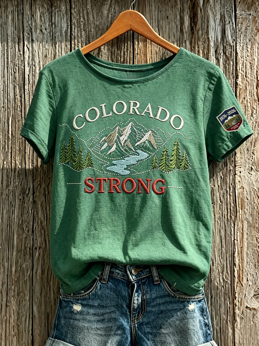 Women's Colorado Strong Cotton And Linen Round Neck Top