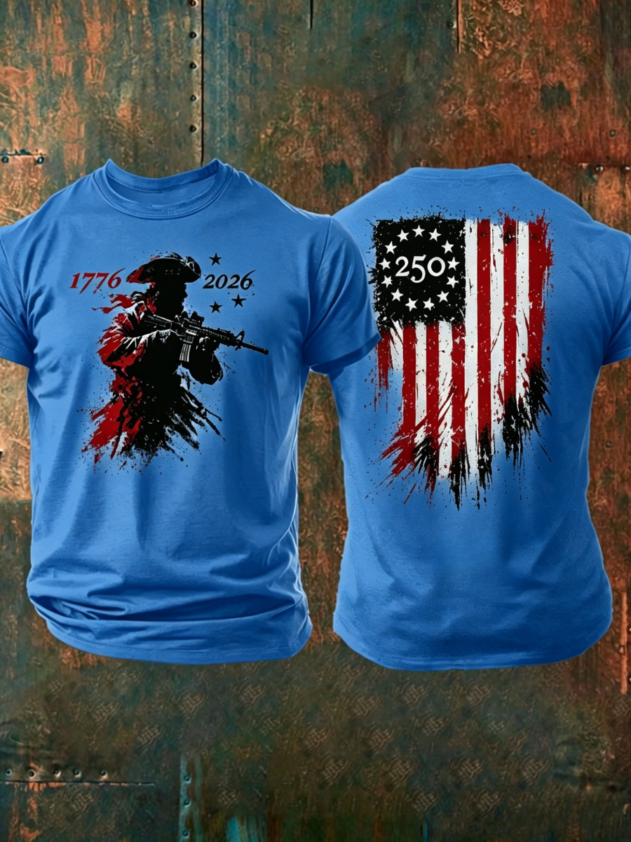 Men's Retro Patriotic Pattern Printed T-Shirt