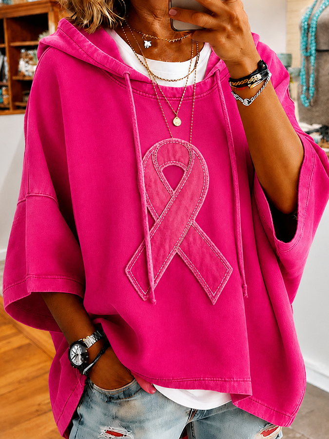 Women Breast cancer awareness Print Oversized Hoodie