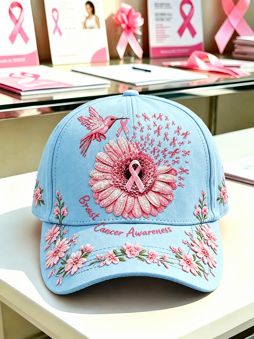 Unisex Retro Breast Cancer Awareness Promotion Casual Comfortable Baseball Cap