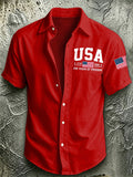 Men'S America Flag Printed Casual Collar Shirt