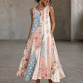 Women's Patchwork Floral Art Print Casual Dress