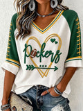 Women'S Football Print Waffle Top