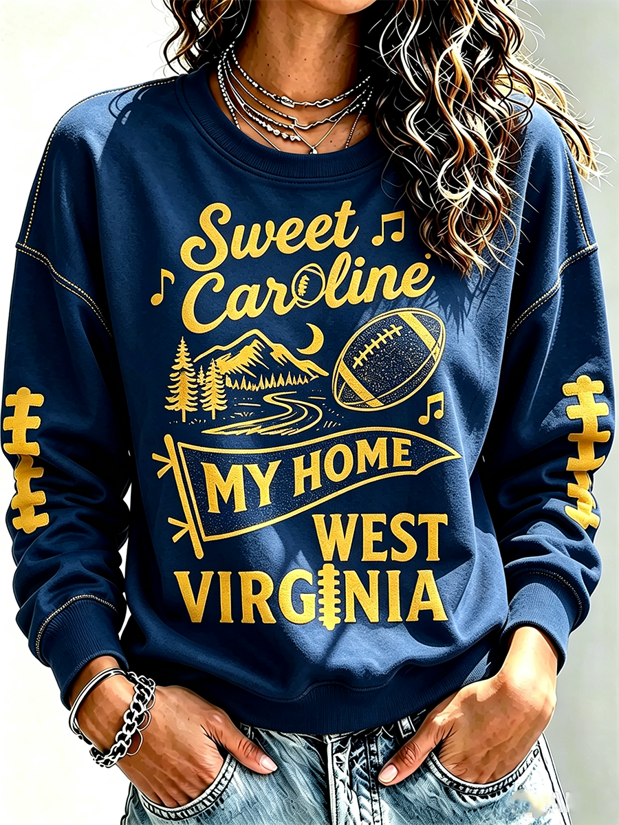 Women'S Retro Football Round Neck Sports Hoodie