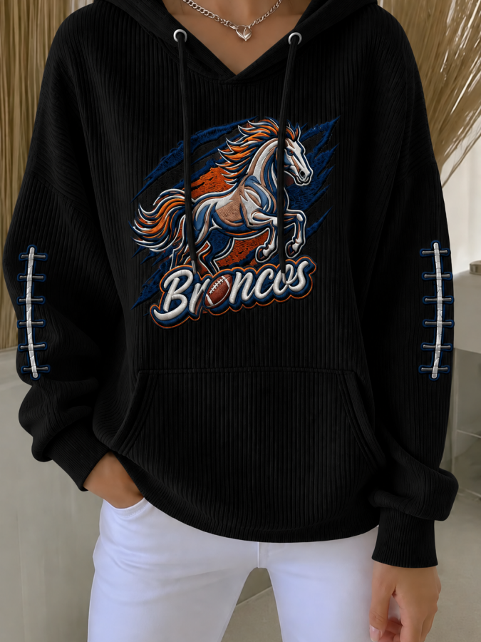 Women'S Football Printed Hooded Sweatshirt
