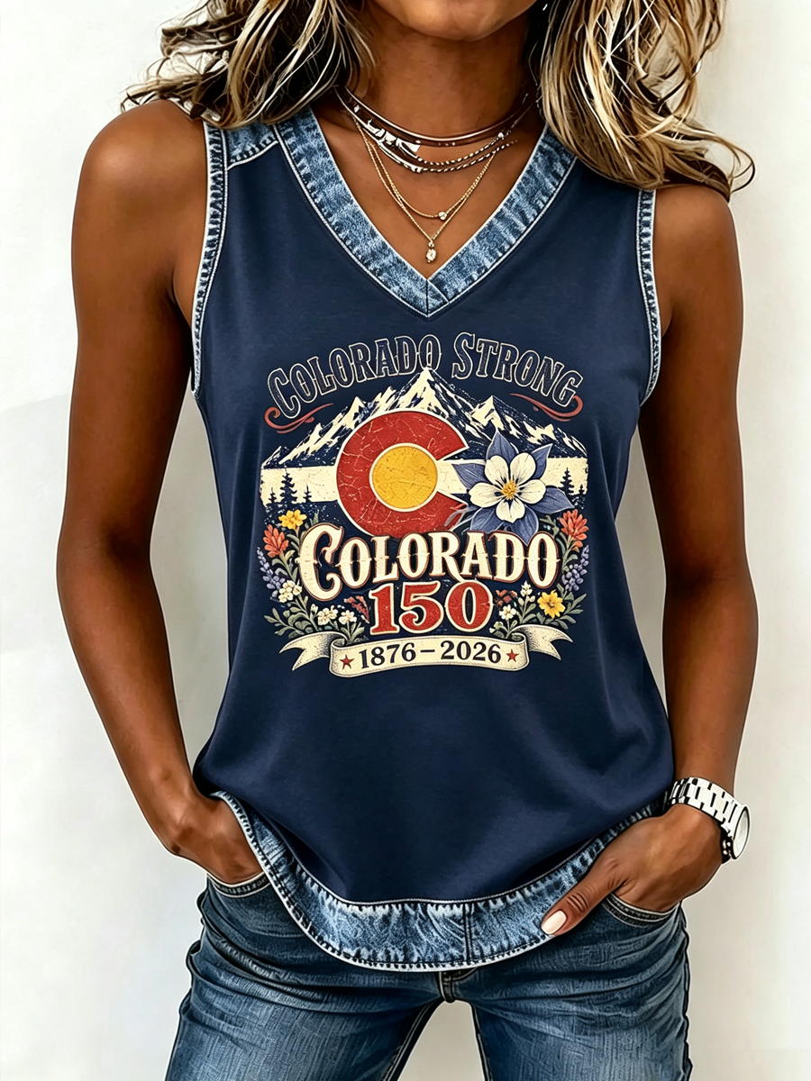 Women's Colorado 150th Anniversary Print V-Neck Tank Top
