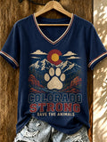 Women'S Colorado Strong Printed V-Neck T-Shirt